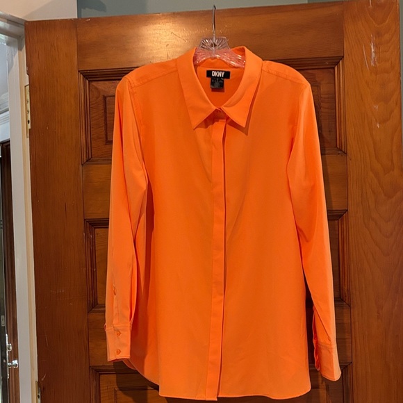 DKNY Vibrant Orange Long Sleeve Shirt - Picture 1 of 5